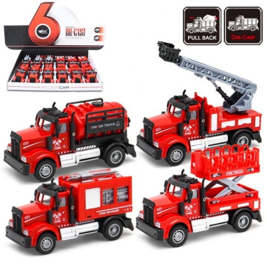 1:60 Diecast Models Fire Trucks B (4 Assorted, Pull Back Action) MY2571D-12